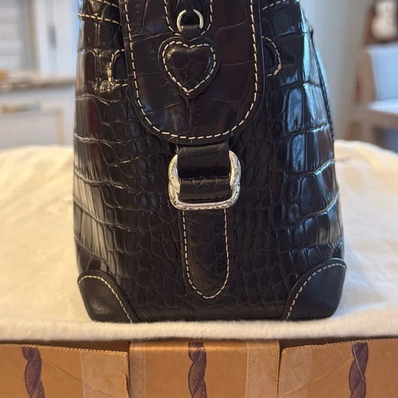 Authentic Brighton Ana Rosa Black Crocodile-Embossed Shoulder Bag - Picture 3 of 16
